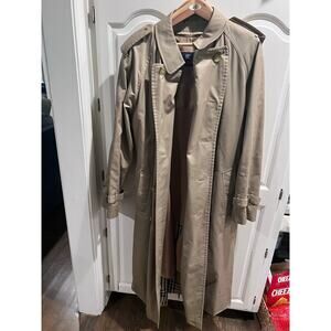 Burberry London Men’s Trench Coat 46L Beige Khaki Wool Camel Hair Liner Belted
